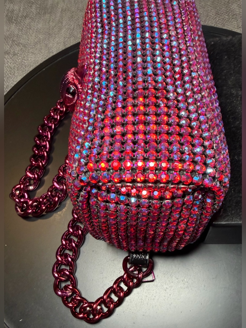 Kurt Geiger London Party Crystal Pouchette Shoulder Bag in Fuchsia / Purple - Picture 8 of 11